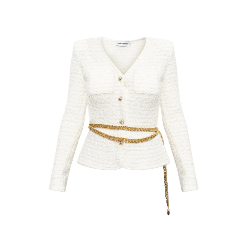 Self-portrait Chain-Embellished Cardigan