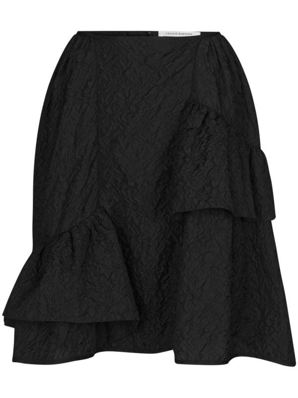 Vanilla matelassé-effect midi skirt