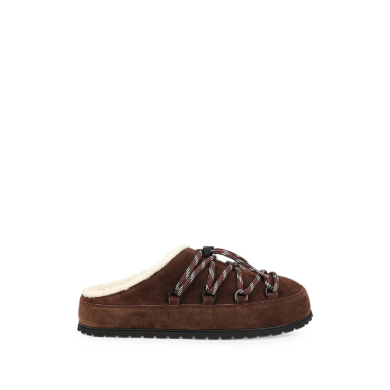 Prada Shearling-lined Lace-up Mules