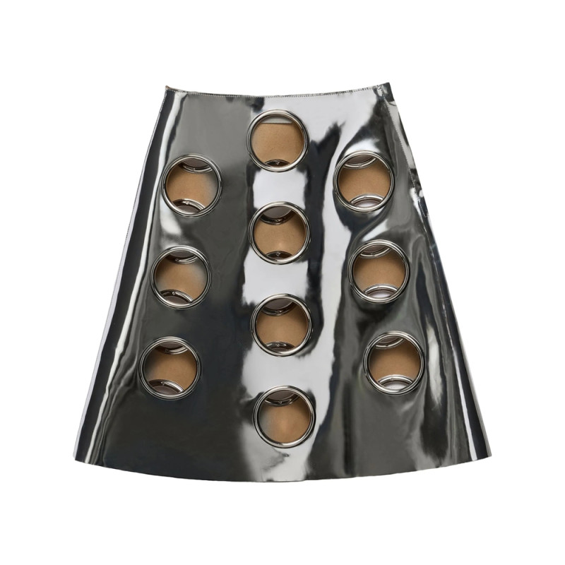 Prada Metallic-effect Leather Midi Skirt