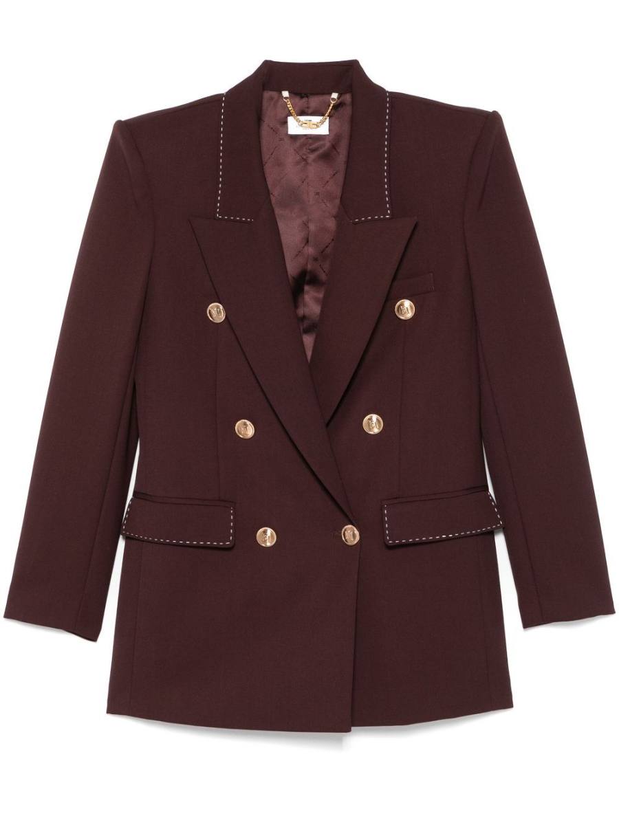contrast-stitching virgin-wool blazer