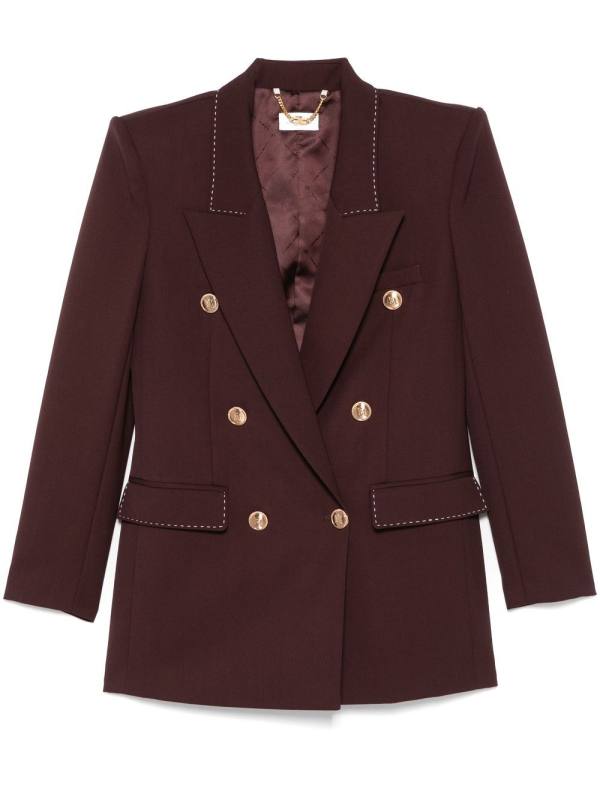 contrast-stitching virgin-wool blazer