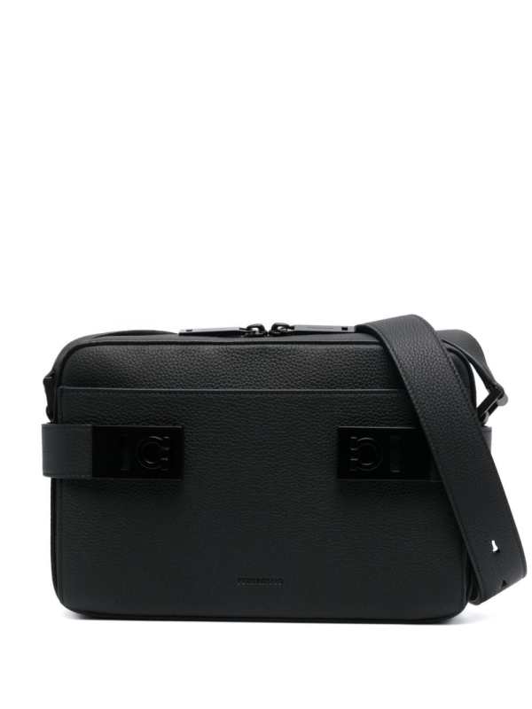 Gancini buckle embellished leather shoulder bag