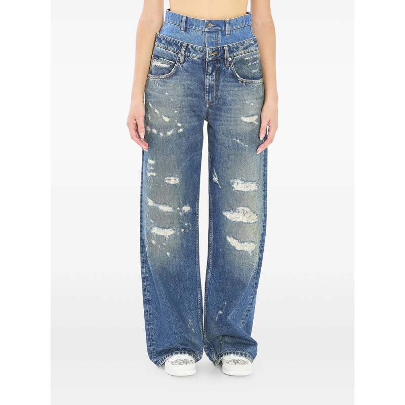 Dolce & Gabbana Double-waist Distressed Jeans