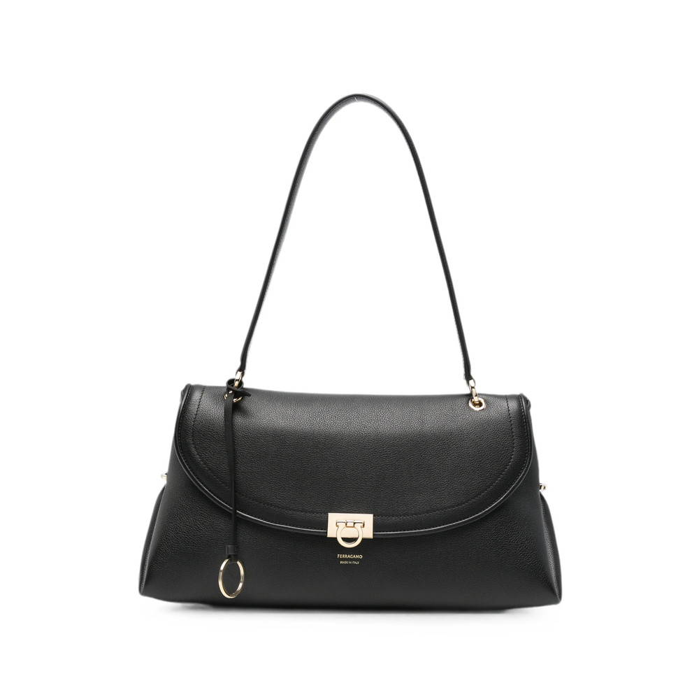 Ferragamo Gancini Pebbled Leather Tote Bag