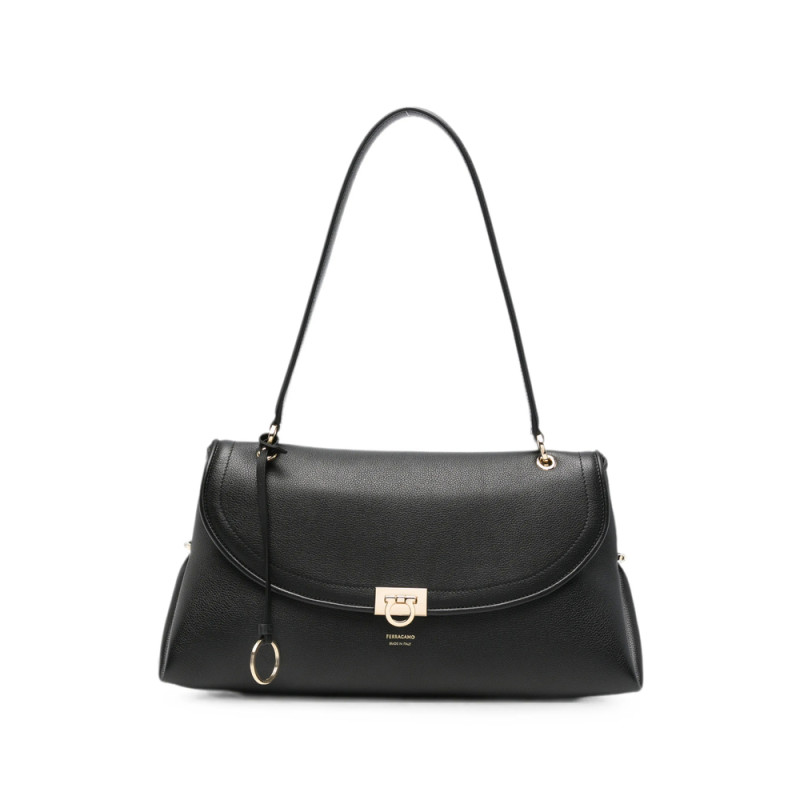 Ferragamo Gancini Pebbled Leather Tote Bag