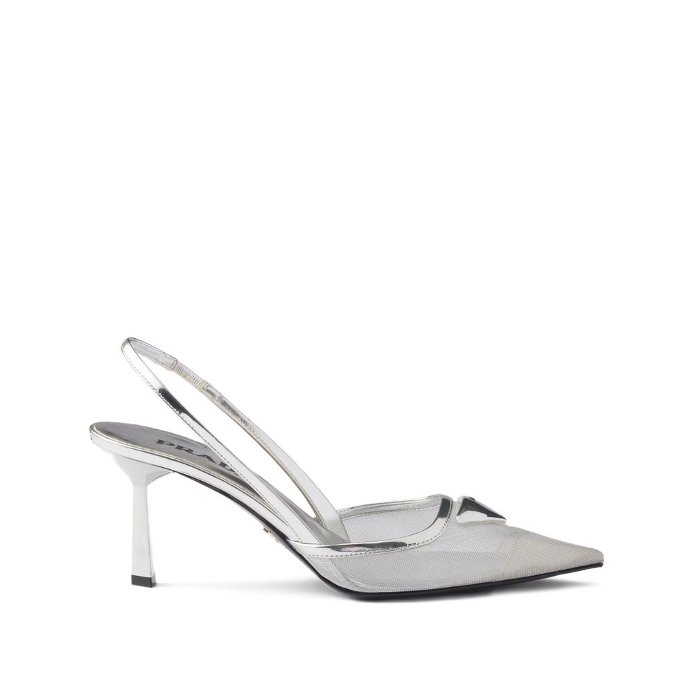 Prada 75mm Triangle-logo Slingback Pumps