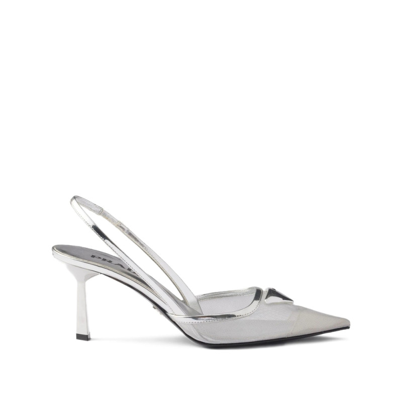 Prada 75mm Triangle-logo Slingback Pumps