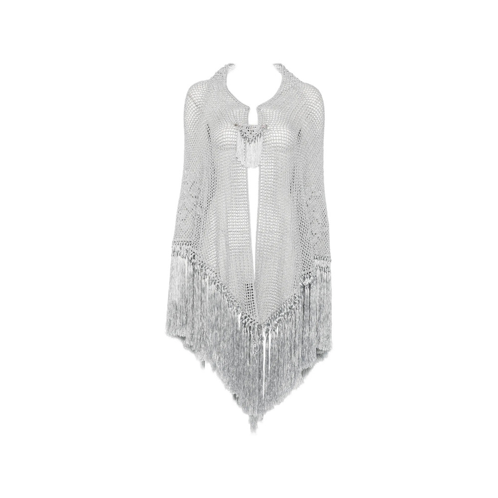 Chiara Is Scialle Rosa Fringed-trim Crochet-knit Poncho