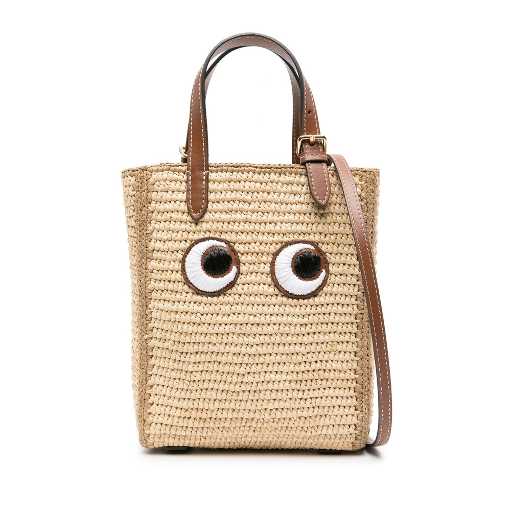 Anya Hindmarch Eyes-embroidered Raffia Tote Bag