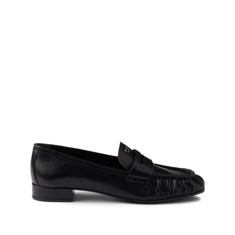 Prada Pleated Leather Loafers