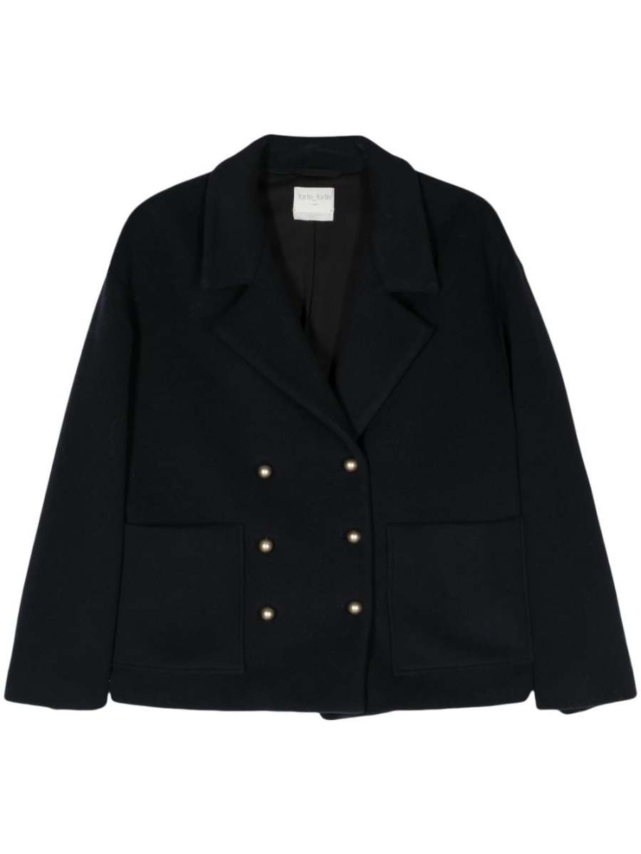 double-breasted wool-blend jacket