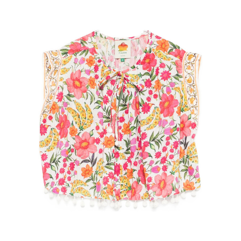 Farm Rio Floral Pom-pom Top