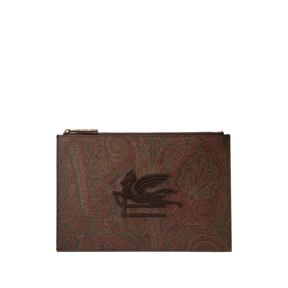 Etro Logo Embroidered Clutch Bag