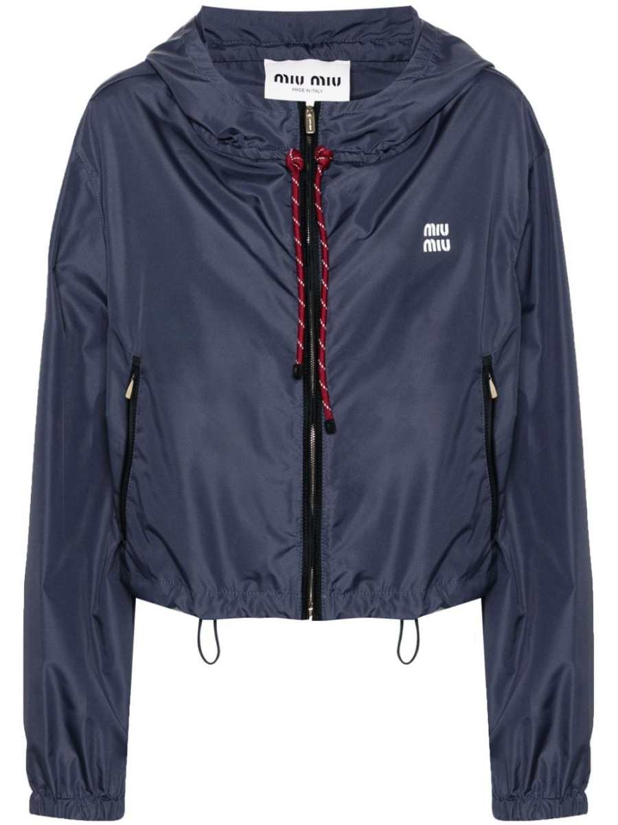 logo-rubberised hooded jacket