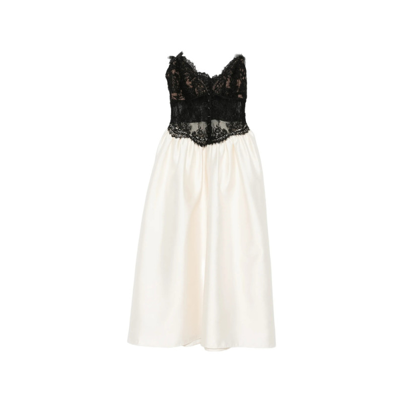 Self-portrait Lace-bodice Flared Midi Dress