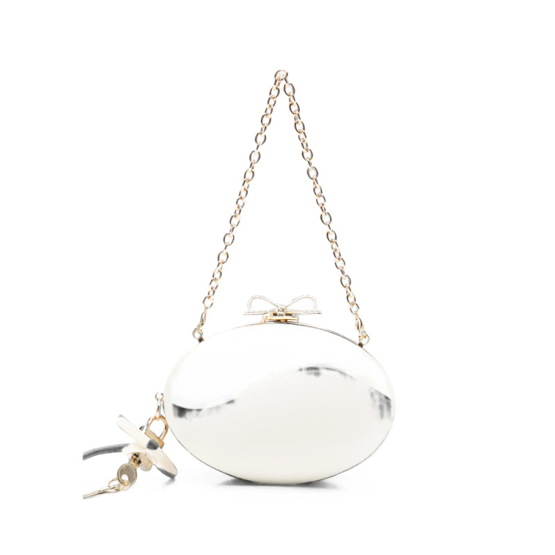 Self-portrait Bow-detail Oval Clutch Bag