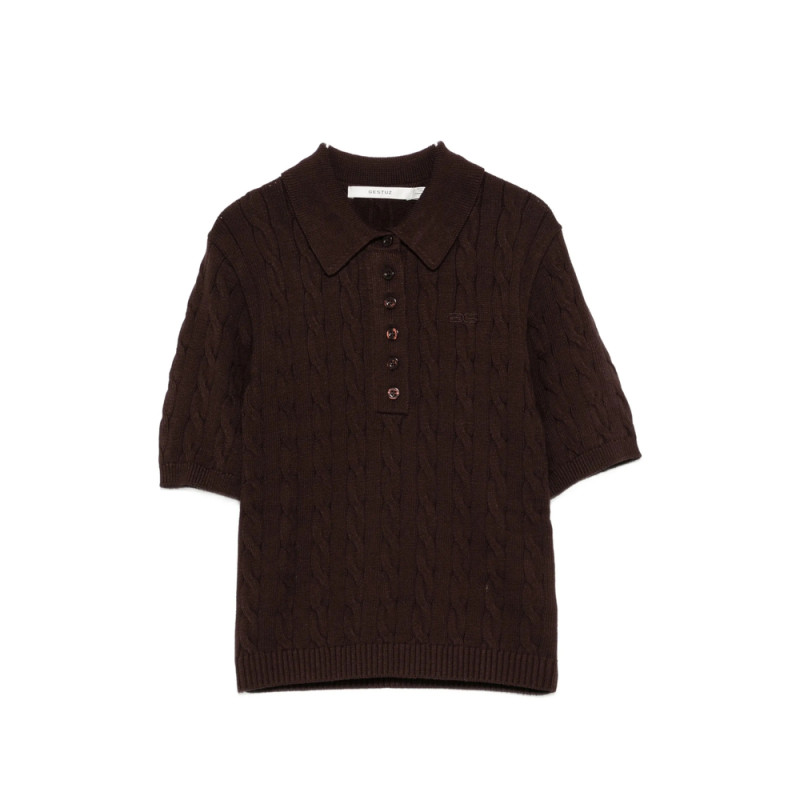 Gestuz GZthilla Cable-knit Polo Top