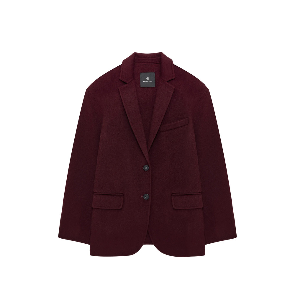 Anine Bing Quinn Blazer - Burgundy Cashmere Blend