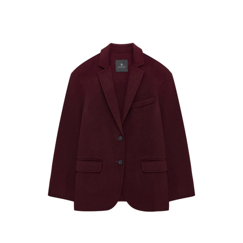 Anine Bing Quinn Blazer - Burgundy Cashmere Blend