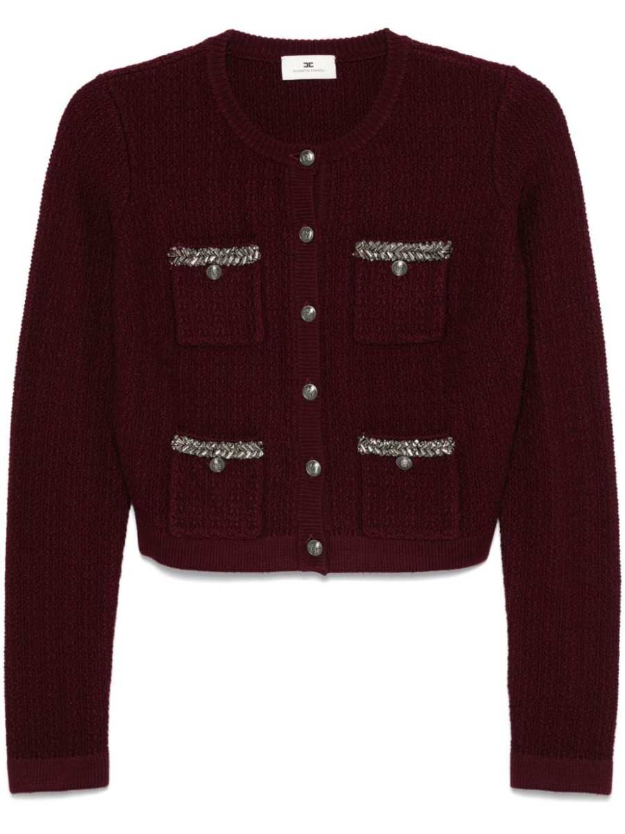 embroidered bouclé cardigan