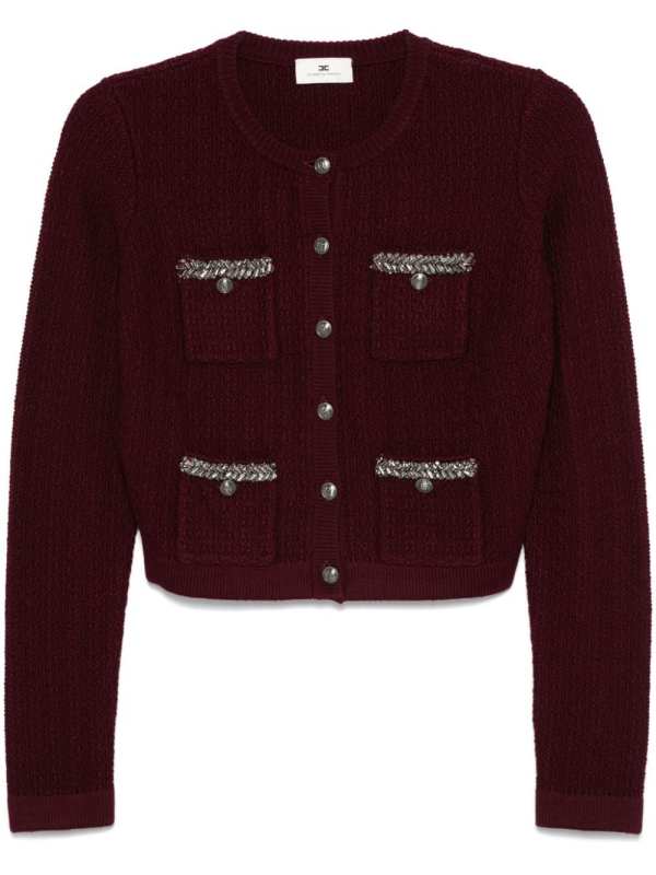 embroidered bouclé cardigan