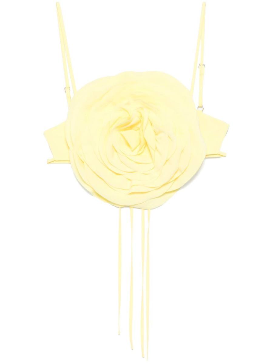 floral-appliqué top