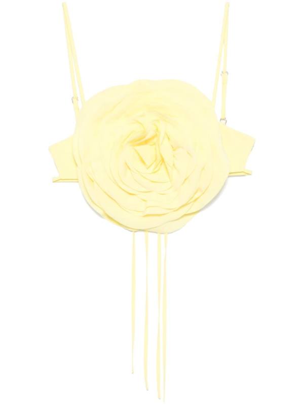 floral-appliqué top