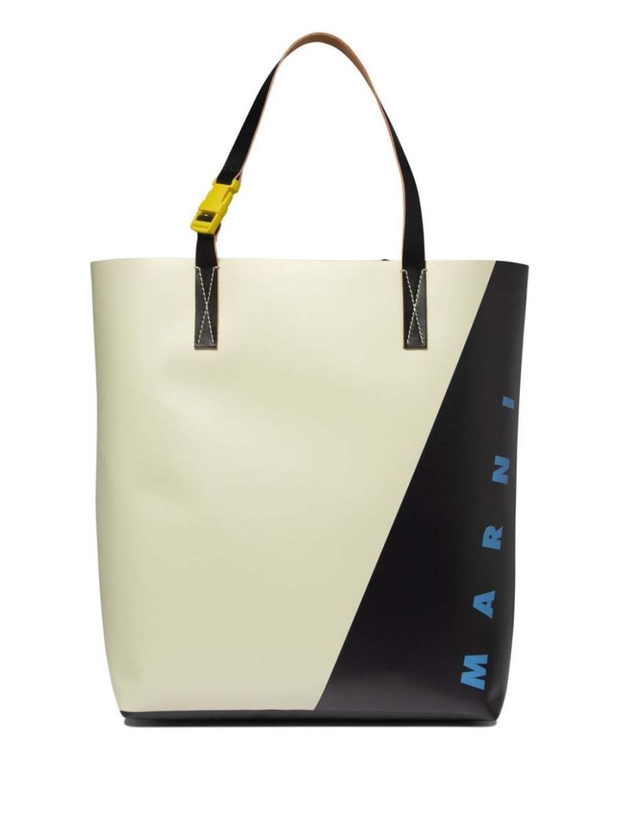 logo-print leather tote bag