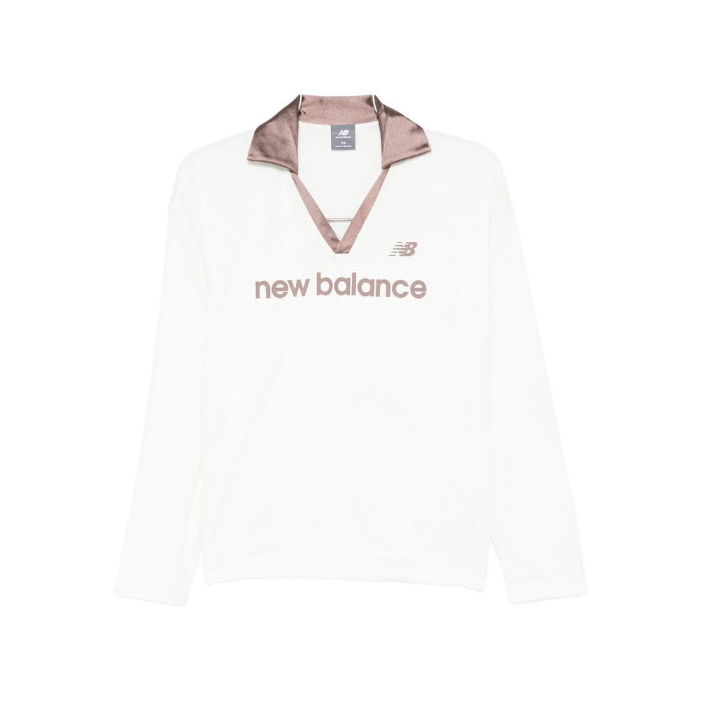New Balance Satin-collar Logo-print Top