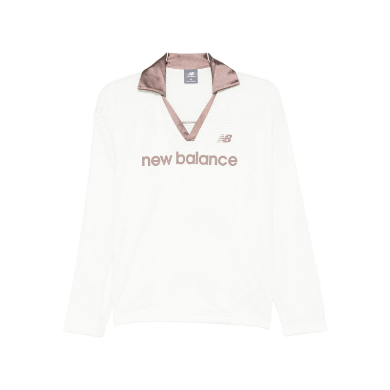 New Balance Satin-collar Logo-print Top