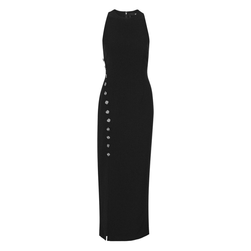 Rotate Button-embellished Midi Dress