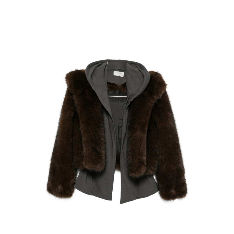 System Faux-fur Hooded Jacket