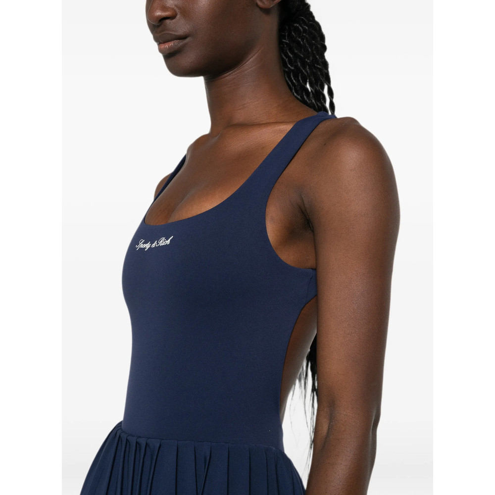 Sporty & Rich Logo-print Pleated Performance Dress