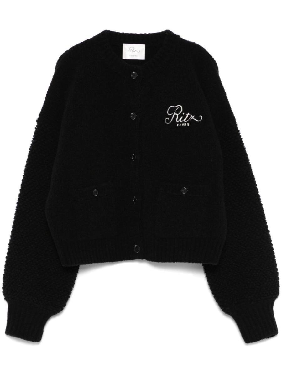logo-embroidered cardigan