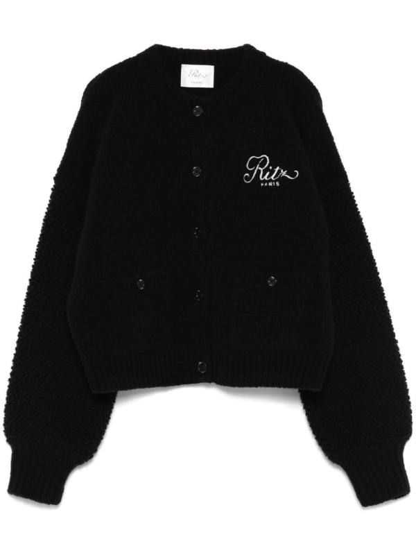 logo-embroidered cardigan