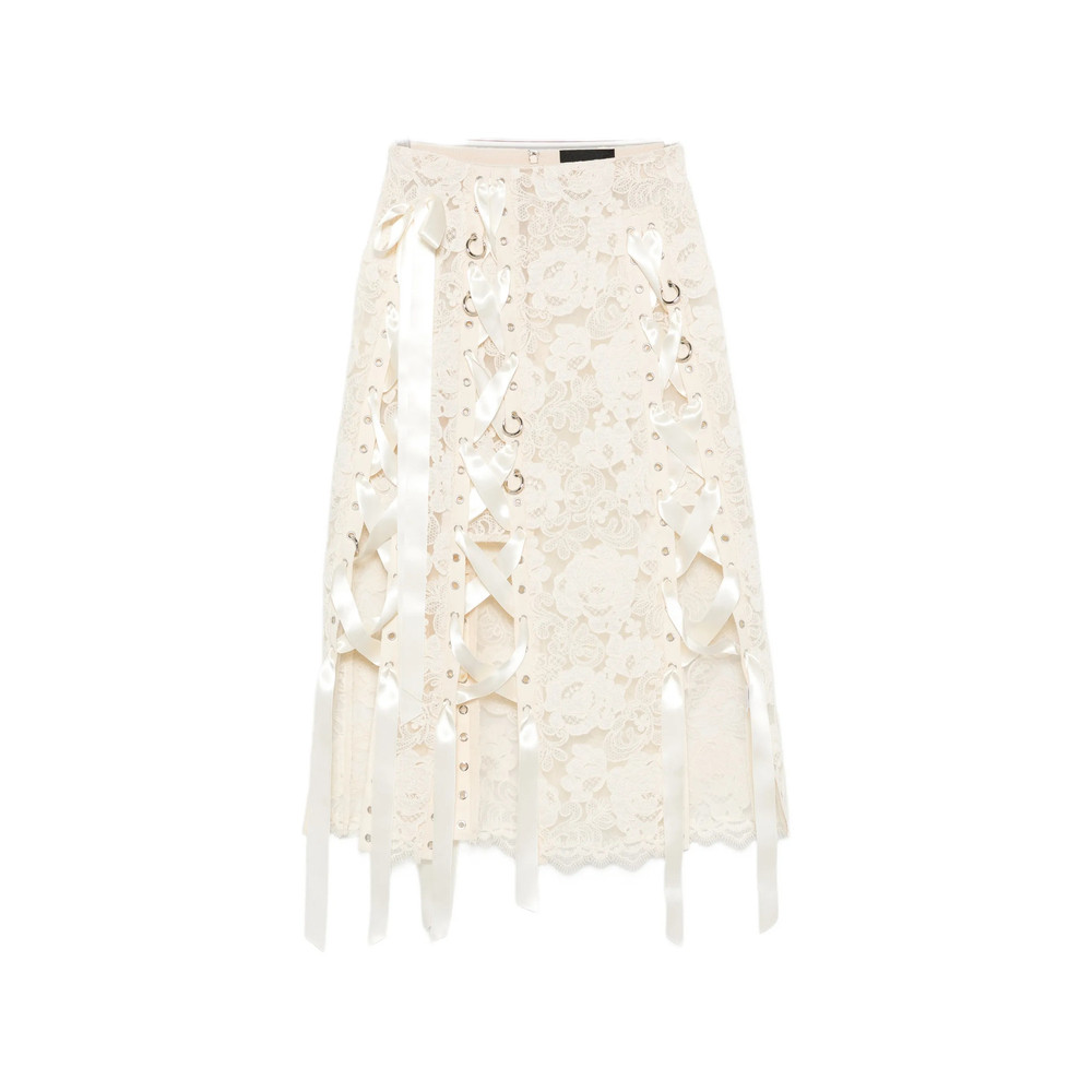 Simone Rocha Lace-up Floral-lace Midi Skirt