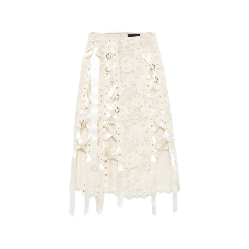 Simone Rocha Lace-up Floral-lace Midi Skirt