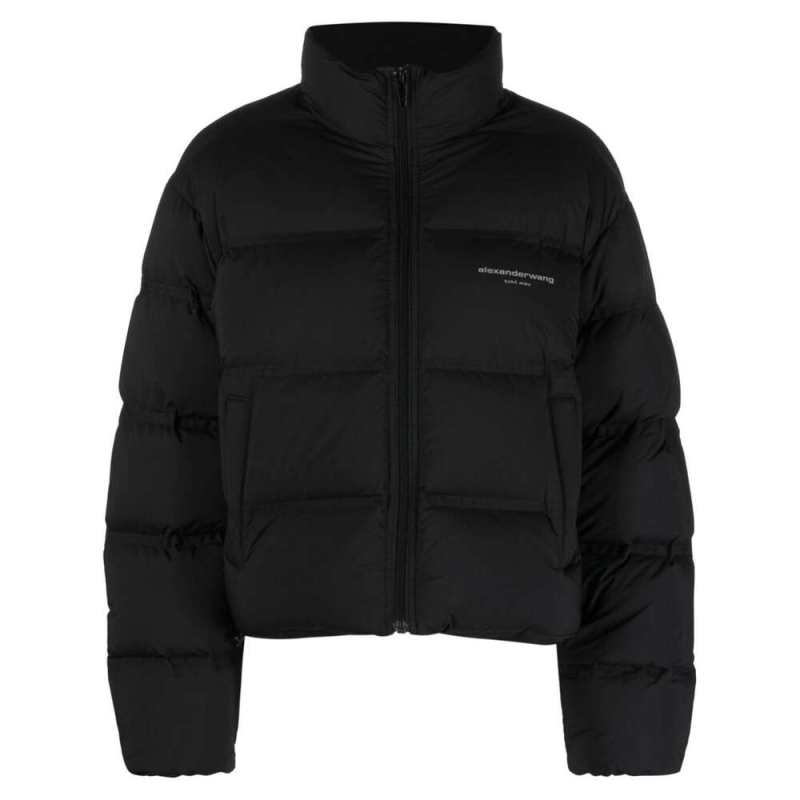 Alexander Wang Reflective-logo Cropped Puffer Jacket
