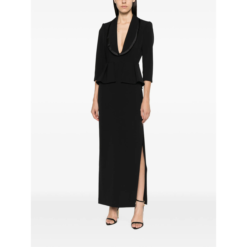 Elisabetta Franchi Peplum-waist Shawl-lapel Dress