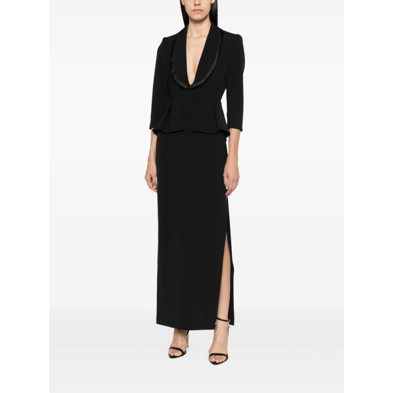 Elisabetta Franchi Peplum-waist Shawl-lapel Dress