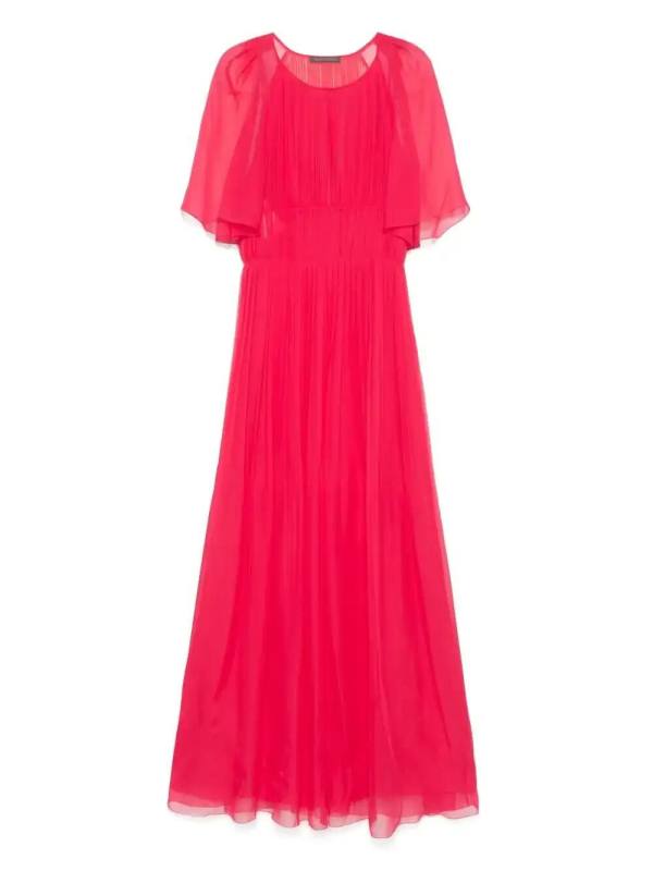 plissé-effect maxi dress