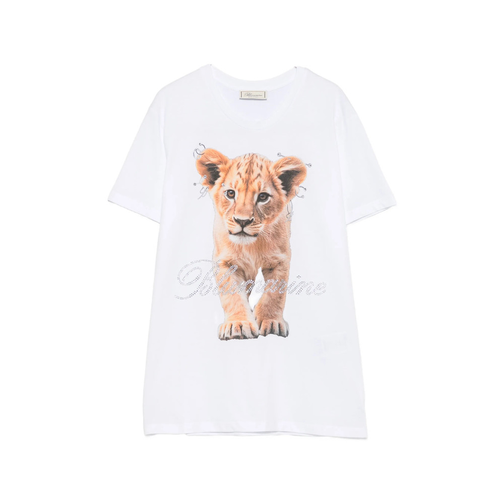 Blumarine Lion-print Crystal-embellished T-shirt