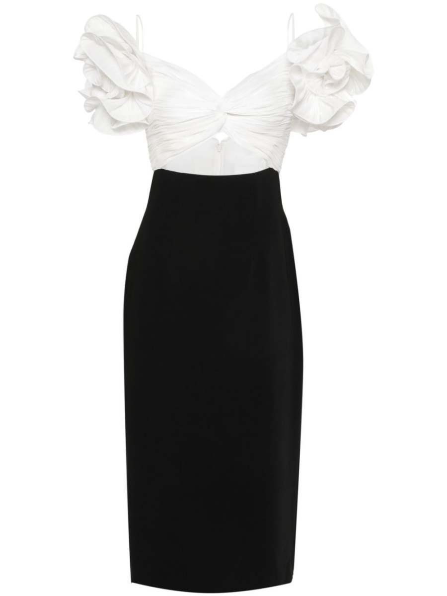 ruffle-detail crepe dress