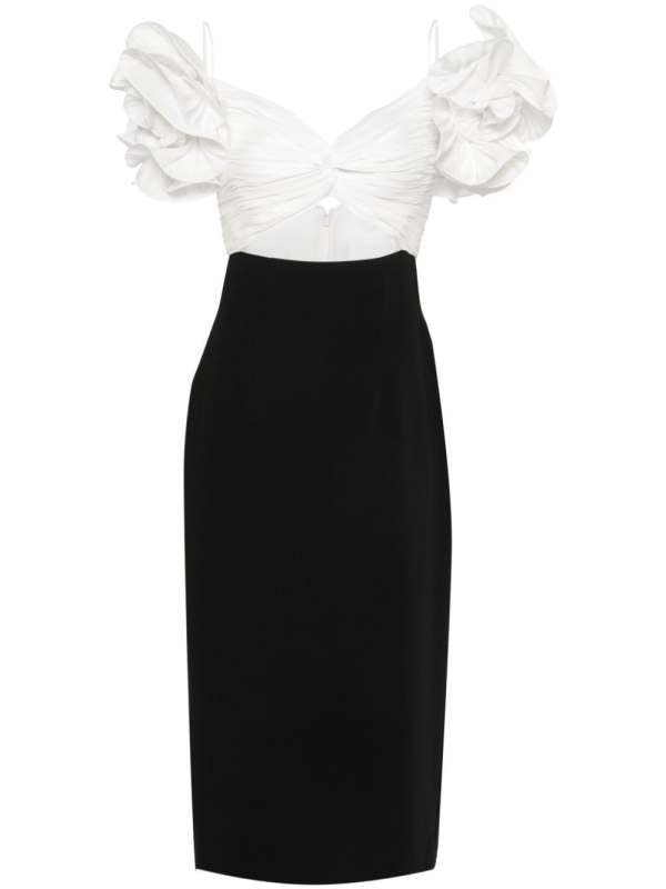 ruffle-detail crepe dress