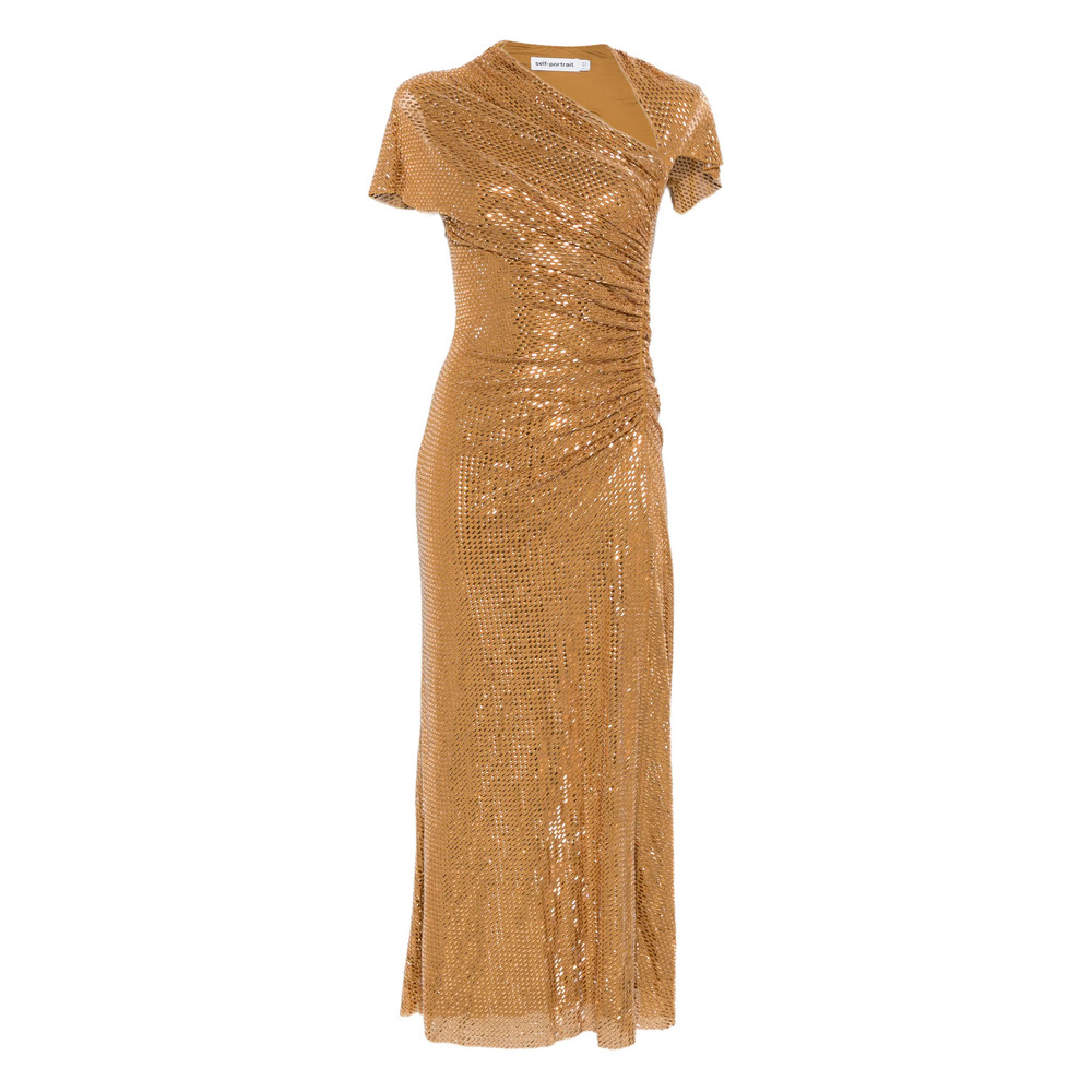 Self-portrait Rhinestoned-embellished Midi Dress