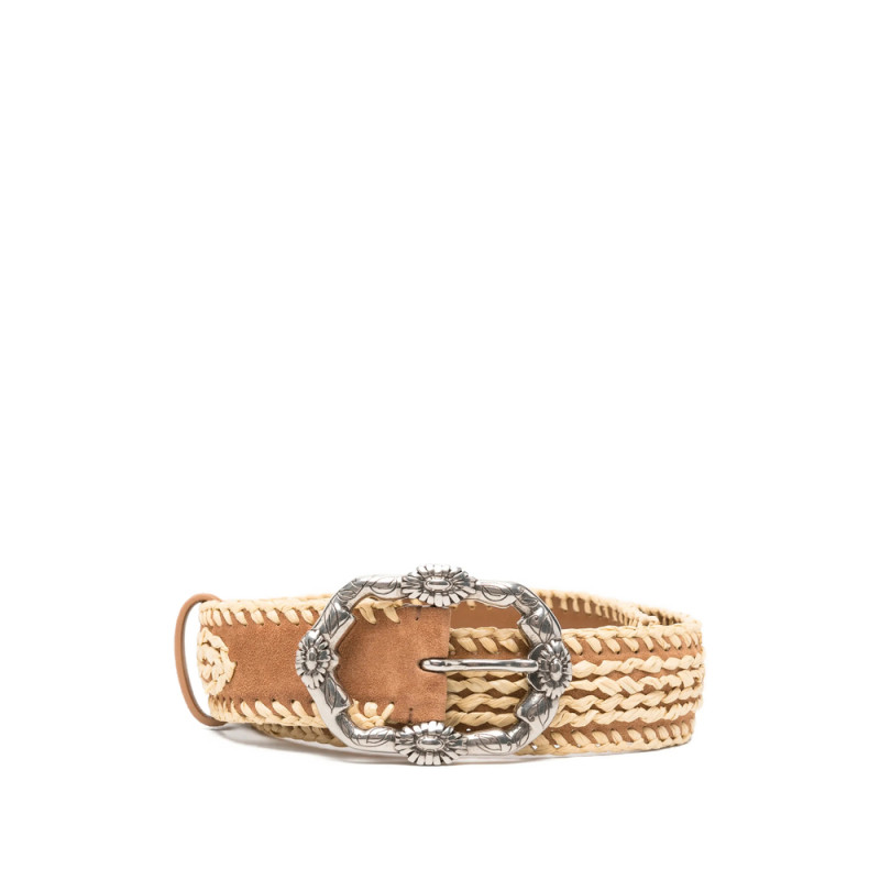 Ermanno Scervino Flower Buckle Woven Belt