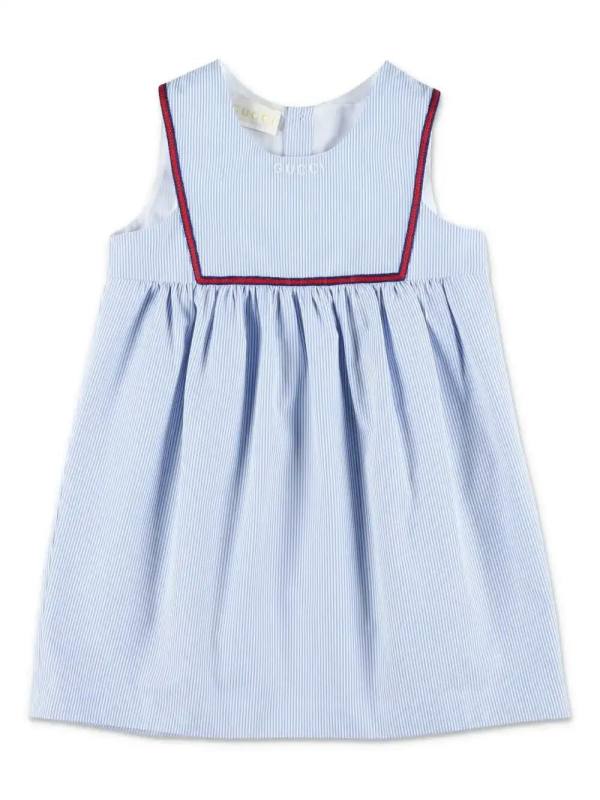 embroidered striped dress