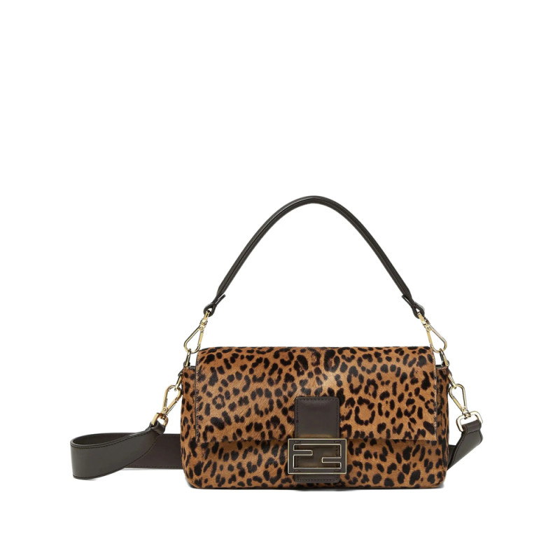 Fendi Baguette Leopard-print Logo-plaque Tote Bag