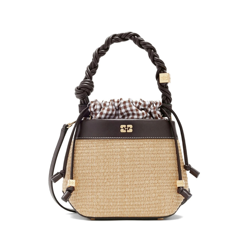 Ganni Bou Raffia Bucket Bag